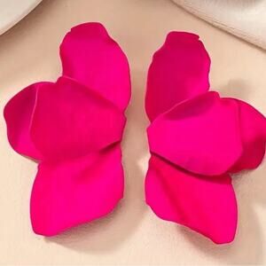 Hot Pink Flower Petal Earrings